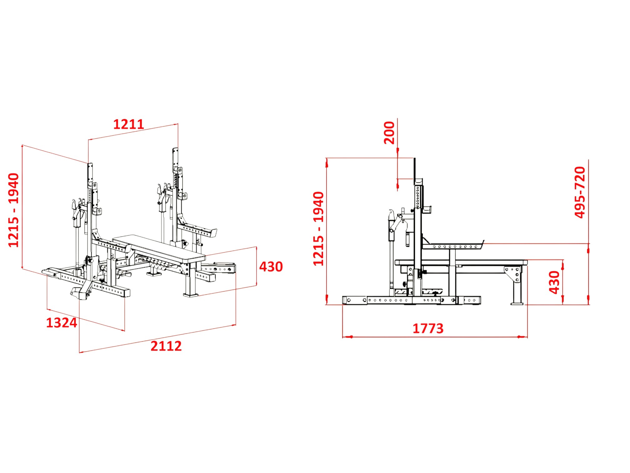 Стойка и скамья для пауэрлифтинга проф.